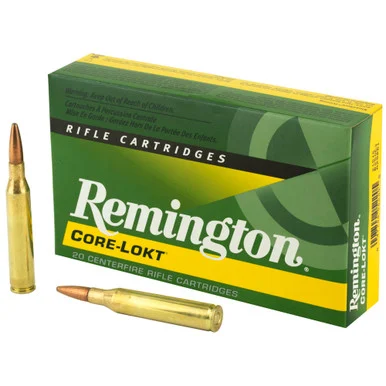 Remington Core-Lokt, 25-06 Rem, 120 Grain, Pointed Soft Point, 20 Rds, Brass