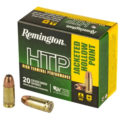 Remington HTP, 9MM, 147GR JHP, 20 Rds, Brass Case
