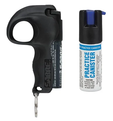 Sabre Quick Grip, Pepper Spray Kit with Finger Loop and Practice Spray, Black