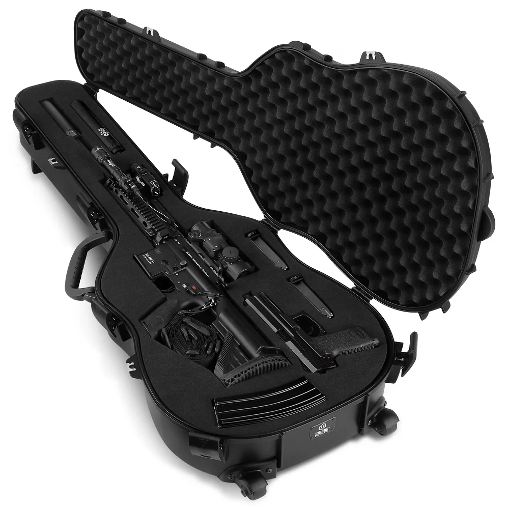 Savior Equipment Discreet Ultimate Guitar Hard Case - Customize Foam w/ Handle and Wheels, 45" Long - Black - RC-GT-ACOUSTIC-BK