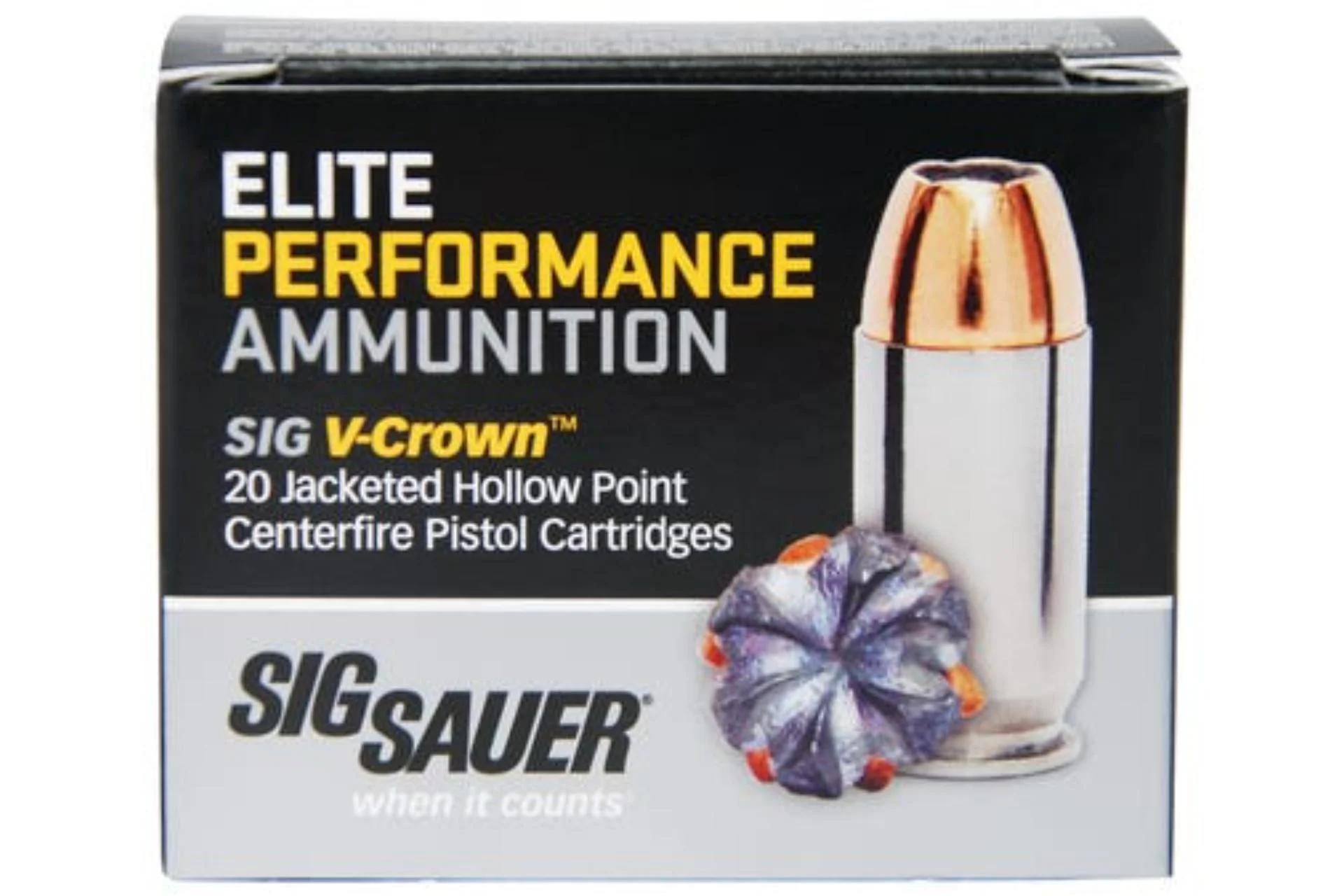 Sig Sauer E40SW1-20 40 S&W 165Gr Elite V-Crown JHP Ammo Handgun Ammo - 200 Rounds - E40SW1-20
