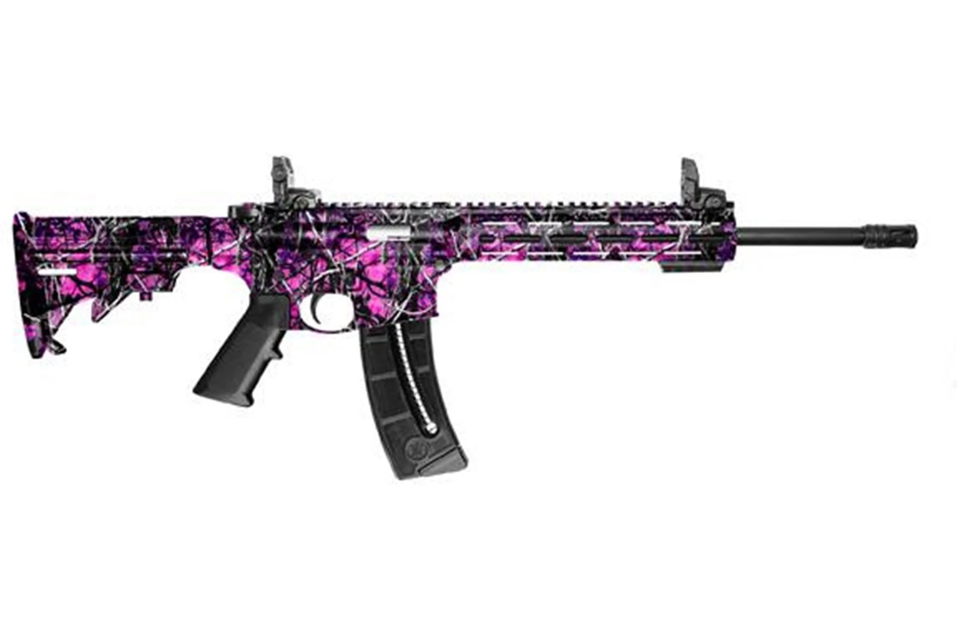 Smith & Wesson M&P15-22 Sport M-LOK Muddy Girl 22 Long Rifle Semi Auto Rifle - Blue/Black, 16.5" Barrel, 25+1 Rounds, Synthetic - 10212