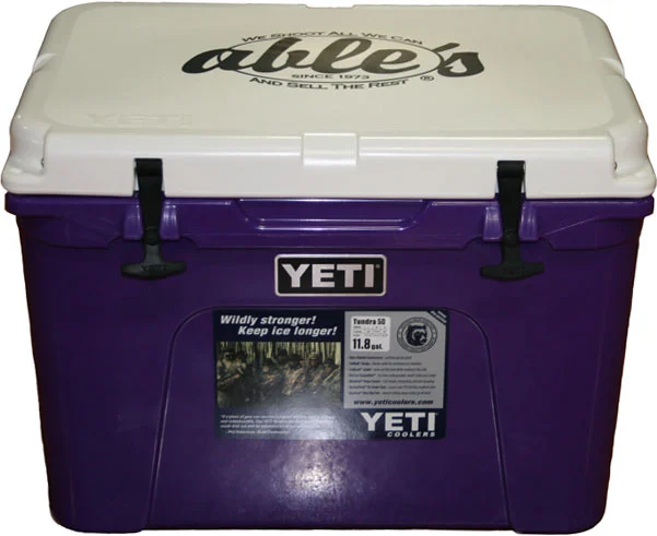 Yeti Tundra Series Cooler Featuring Ables Logo YT50PWA, 50 Quarts, Purple/White