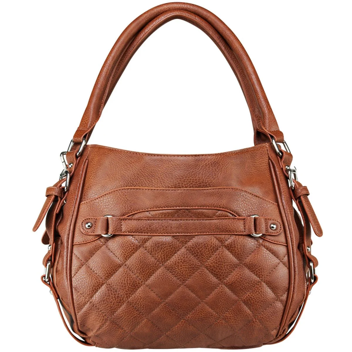 VISM Concealed Carry Quilted Hobo Medium Bag - Brown - BWD003