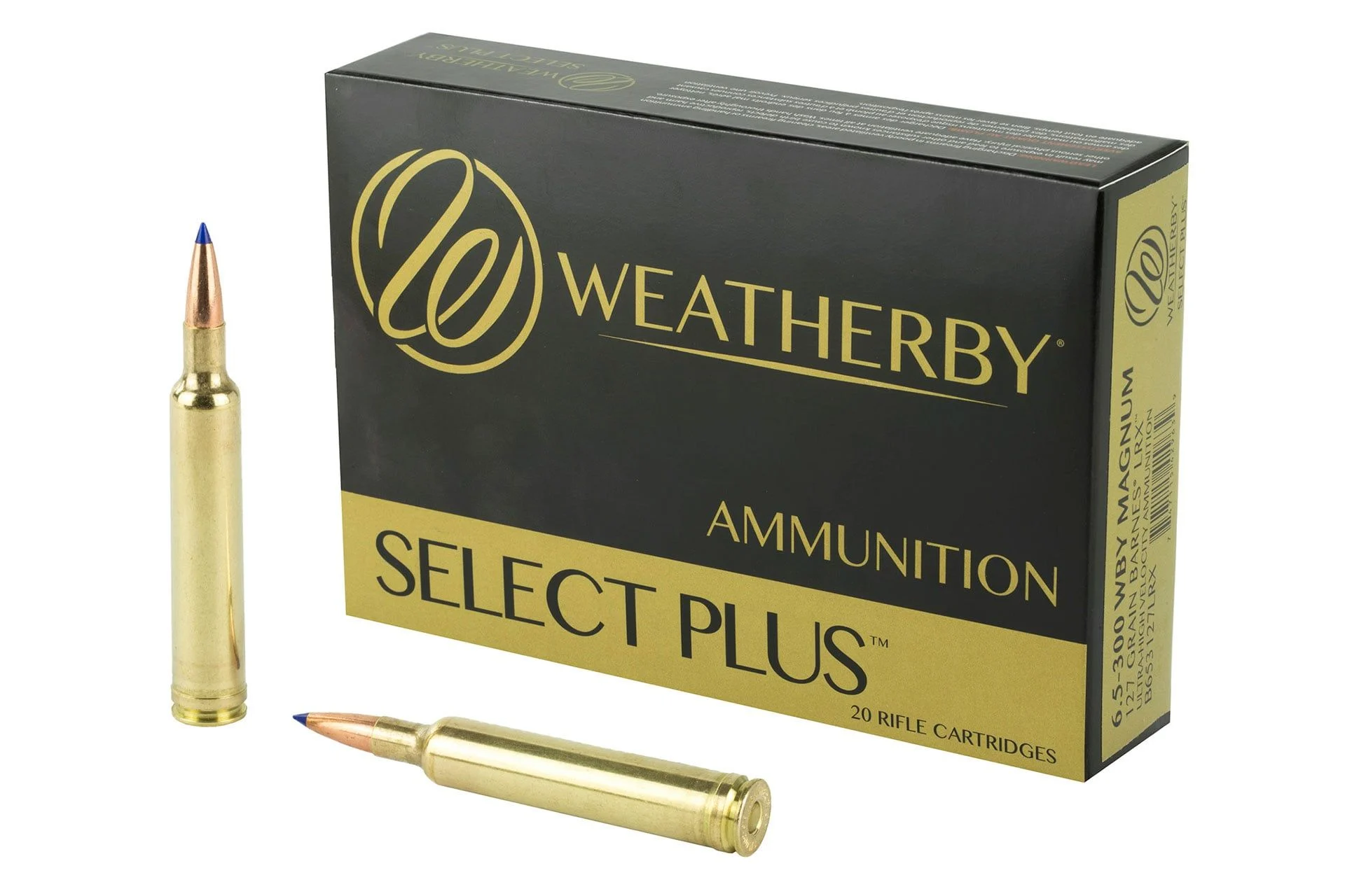 Weatherby Select Plus Ammunition 6.5-300 Weatherby Magnum 127 Grain Barnes Long Range X California Certified Nonlead Ammunition Rifle Ammo - 20 Rounds - B653127LRX