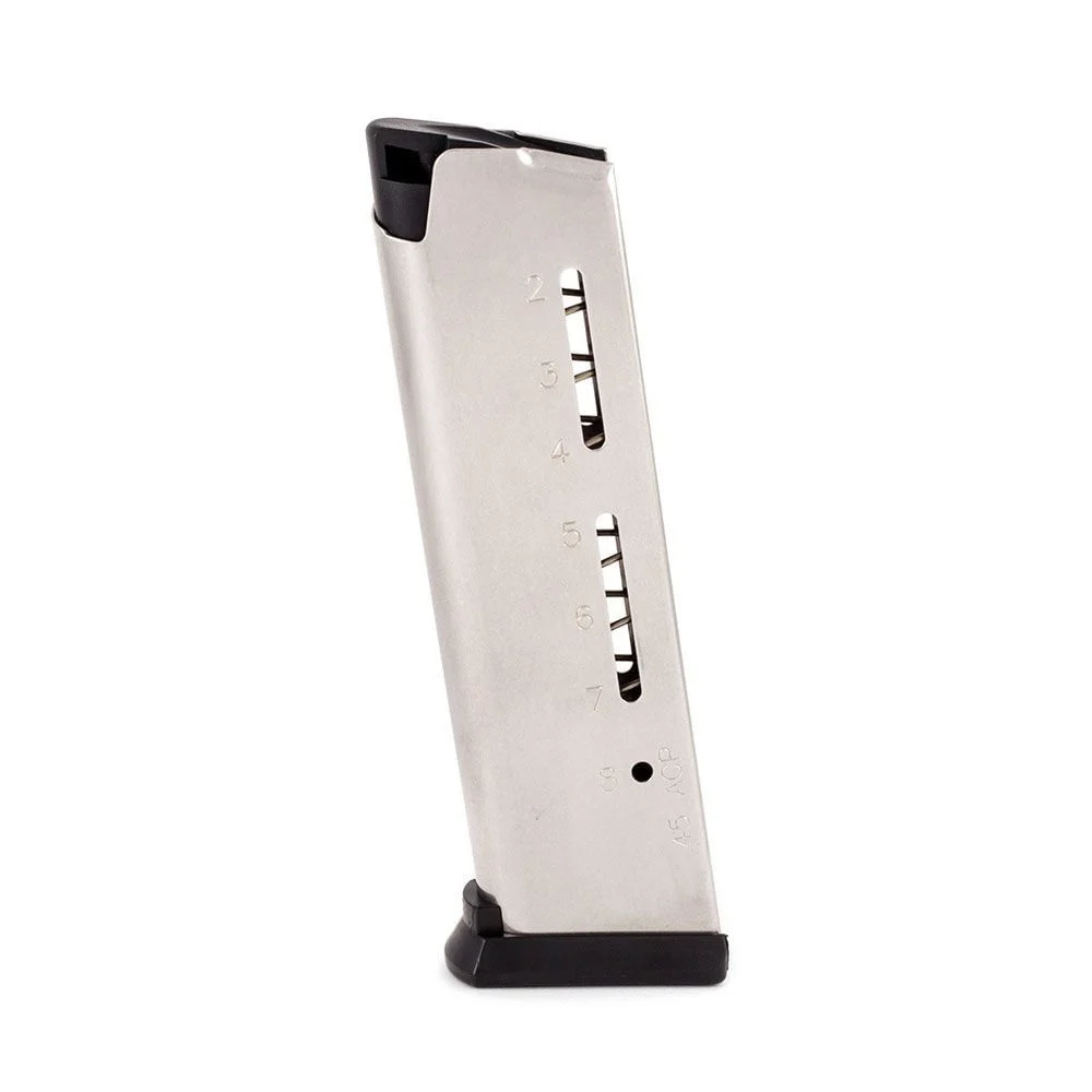 Wilson Combat 1911 Elite Tactical Government/Commander Full Size 8 Round Magazine .45 ACP ETM Base Pad Stainless Steel - WIL500