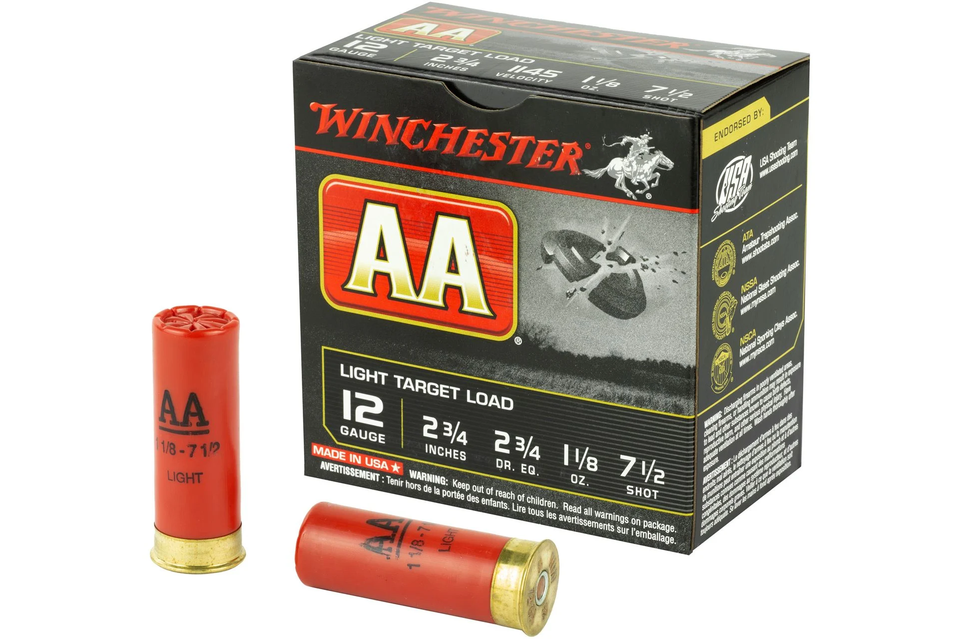 Winchester Ammo AA127 AA Light Target Load 12 Gauge 2.75 1 1/8 oz 7.5 Shot Shotgun Ammo - 25 Rounds - AA127