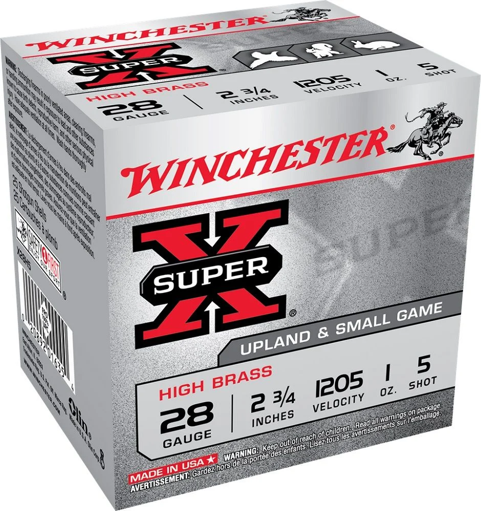 Winchester Ammo X28H5 Super X High Brass 28 Gauge 2.75" 1 oz 5 Shot Shotgun Ammo - 25 Rounds - X28H5