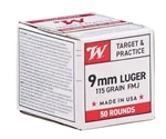 Winchester USA 9mm Ammo 115 Grain Full Metal Jacket - W9MM50
