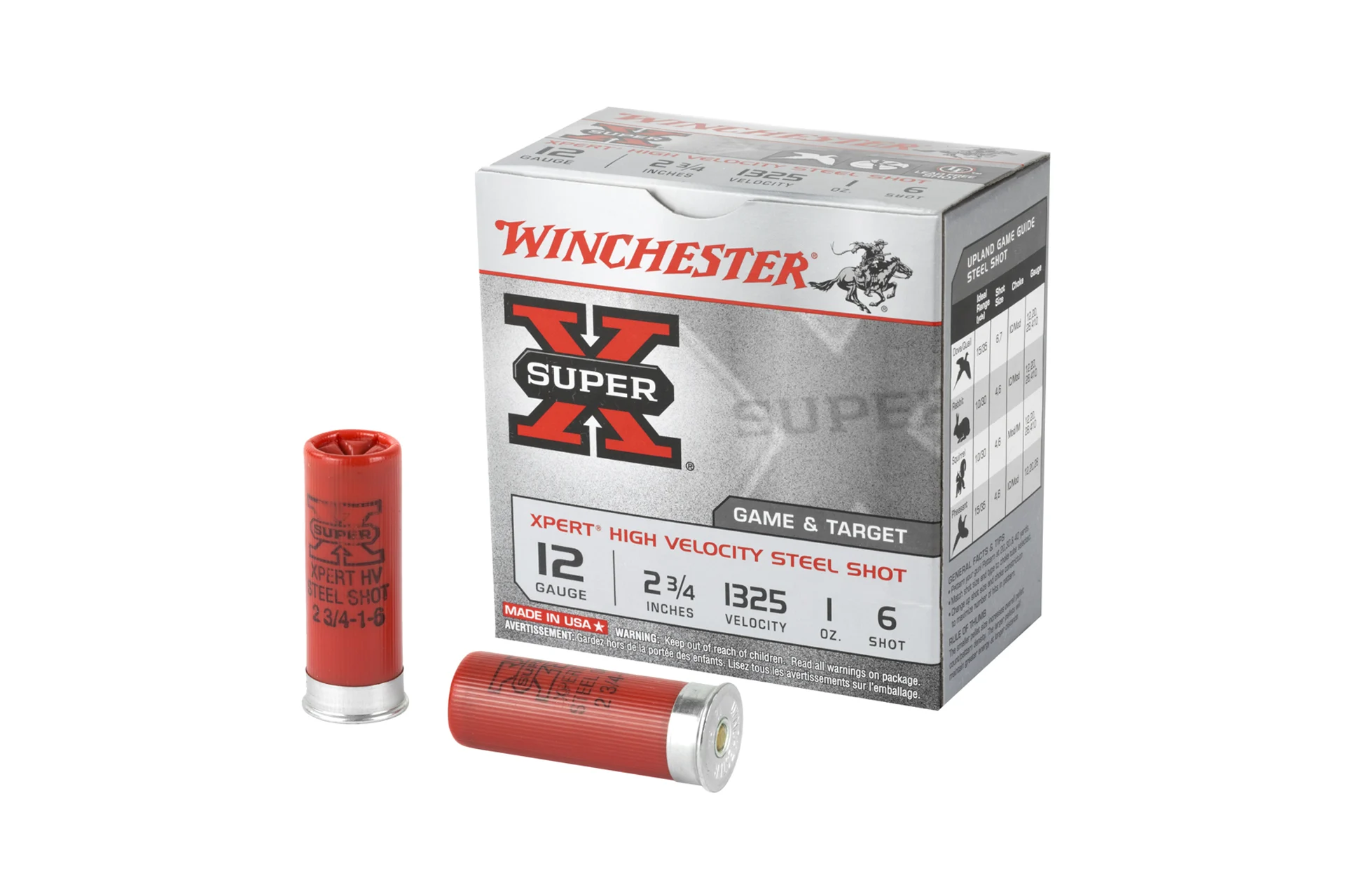 Winchester 12 Gauge Super-X Steel Lead Free WE12GT6 2-3/4" #6 Shot Shotgun Ammunition Shotgun Ammo - 25 Rounds - WE12GT6