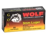 Wolf Gold 9mm Ammo 124 Grain Full Metal Jacket - 9WGFMJ