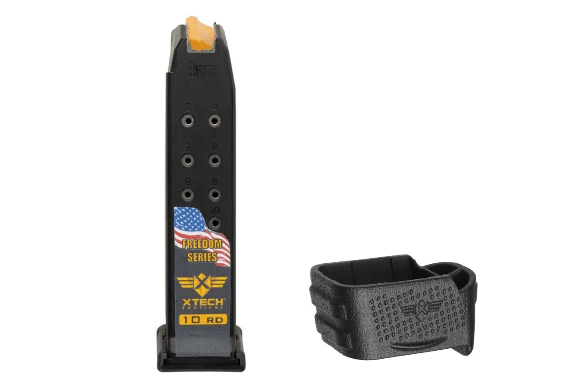 Xtech Tactical Steel Reinforced 10/15 10rd 9mm Magazine for Glock 26 with 15rd body, 17-7 SS Spring with Mag-Adapt - XT3032301