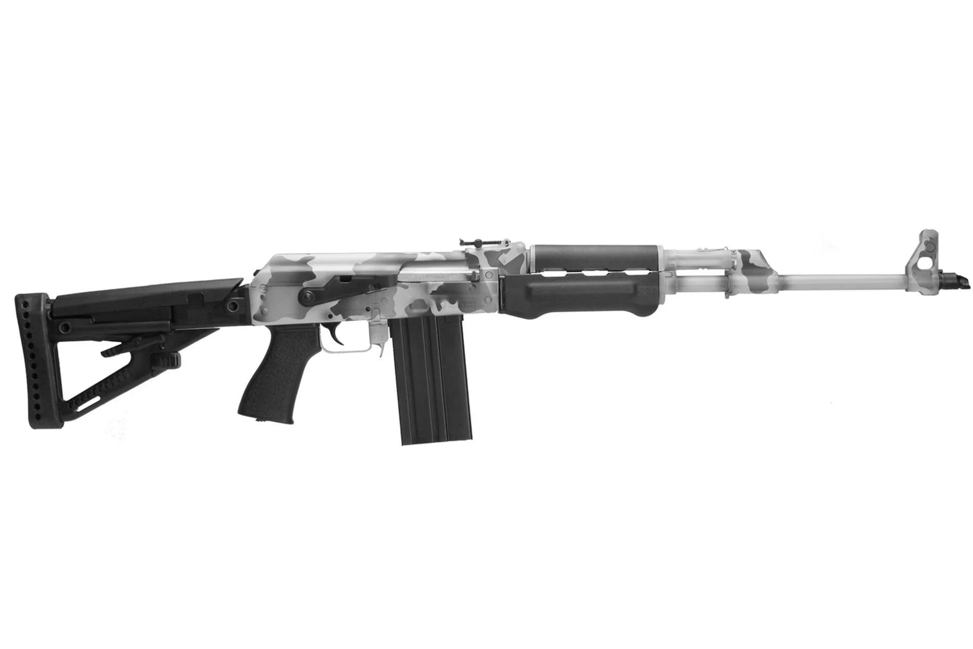 Zastava ZPAPM70 19.7" .308 Winchester 20rd Semi Auto Rifle Black Polymer Furniture Td Grip Snow Camo Cerakote Buldged Trunnion 1.5mm Receiver Chrome Lined Barrel - ZR77308CSW