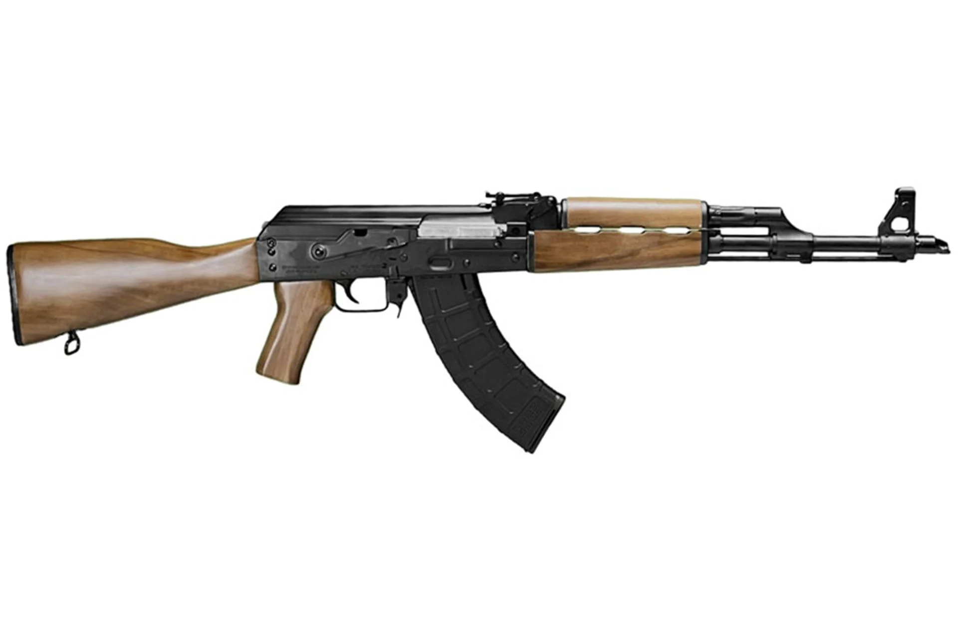 Zastava Zpapm70 16.3" 7.62X39 30rd Semi Auto Rifle Buldged Trunnion 1.5mm Receiver Chrome Lined Barrel White Camouflage Cerakote With Black Quad Rail Zhukov Folding Stock Magpul Grip And PMAG 30Rd. - ZR7762CSW